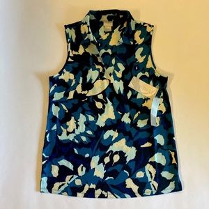 Chico's Zen Sport Printed Golf Tank Top Aurora Teal Ultraviolet Women's Small 00